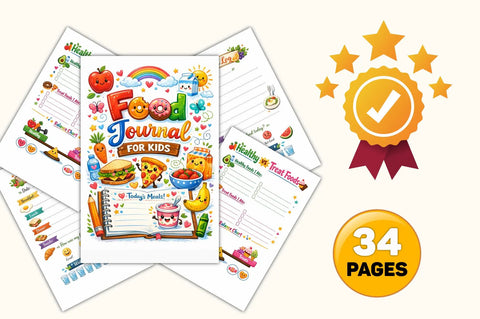 Kids Food Journal Printable | Healthy Eating Tracker, Meal Planner (PDF Download)
