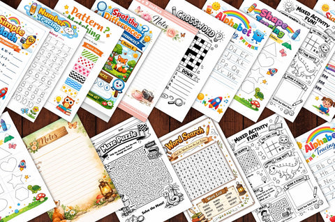 Kids Learning Activity Book | Preschool, Kindergarten Tracing, Puzzles, Math (PDF Download)