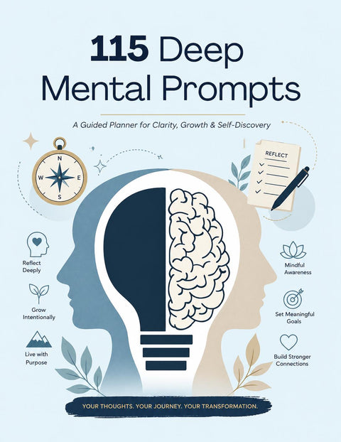 Deep Self Discovery Journal Prompts Planner PDF for Clarity Mindfulness Growth - Ready to Print