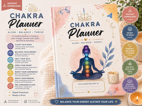 Chakra Planner Printable – Energy Healing Journal for Balance, Mindfulness (Printable PDF) Ready to Print