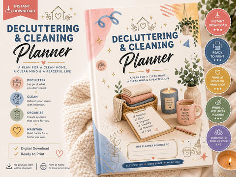 Decluttering Planner Printable PDF Cleaning Organizer for Home Reset Minimalist Living - Ready to Print