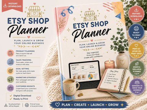 Etsy Shop Planner Printable – Business Organizer, Sales Tracker (Printable PDF) Ready to Print