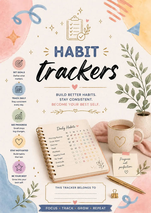 Daily Habit Tracker Printable – Goals, Consistency, Self Growth (Printable PDF) Ready to Print