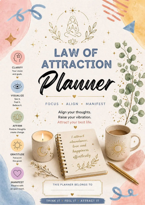 Law of Attraction Planner Printable Manifestation Journal for Mindset & Goals - Ready to Print