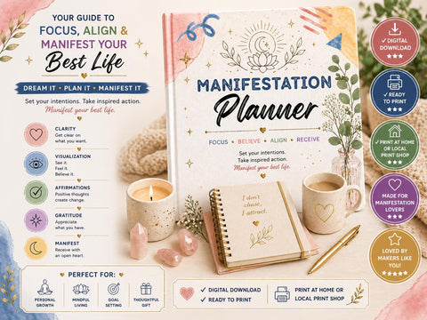 Manifestation Planner Printable Law of Attraction Journal for Mindset & Goals - Ready to Print