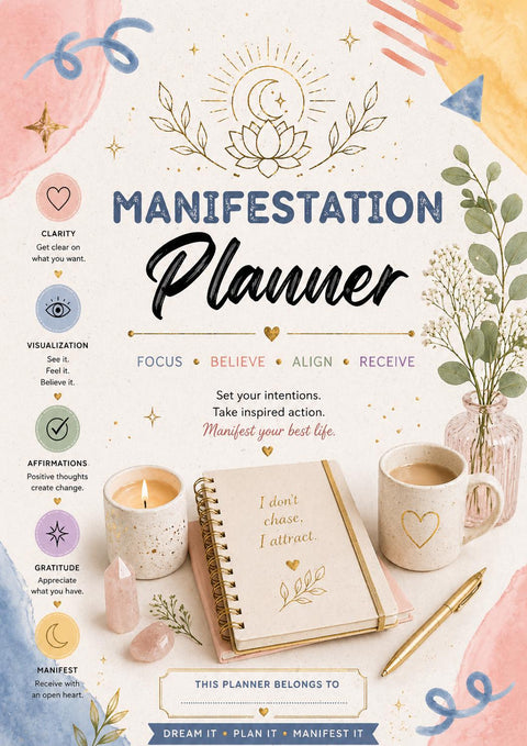 Manifestation Planner Printable Law of Attraction Journal for Mindset & Goals - Ready to Print