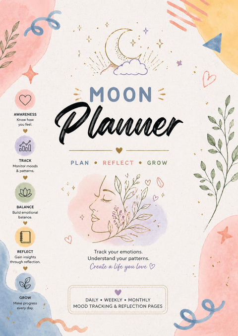 Moon Planner Printable Mood Tracker & Self Reflection Journal - Ready to Print
