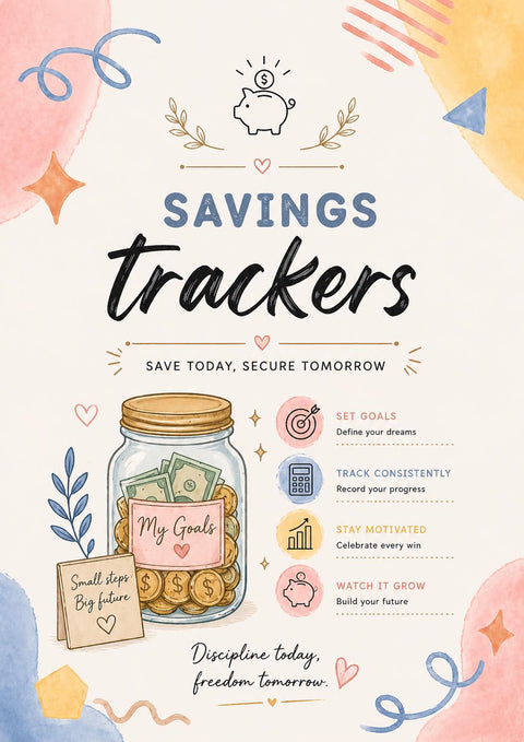 Savings Tracker Printable Budget Planner Finance Goal Tracker Pages - Ready to Print