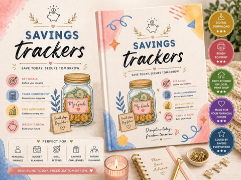 Savings Tracker Printable Budget Planner Finance Goal Tracker Pages - Ready to Print
