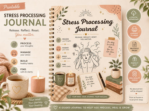 Stress Relief Journal Printable Anxiety & Mindfulness Planner - Ready to Print