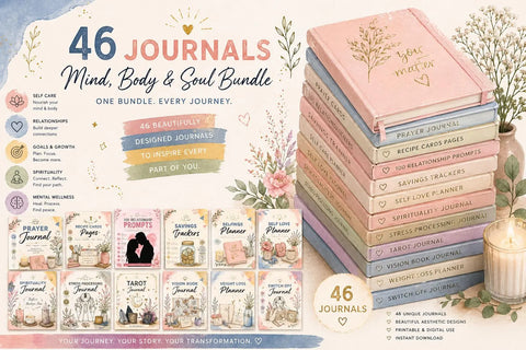 46-in-1 Journals & Planners Bundle | Self Growth, Manifestation, Business (Digital Download)