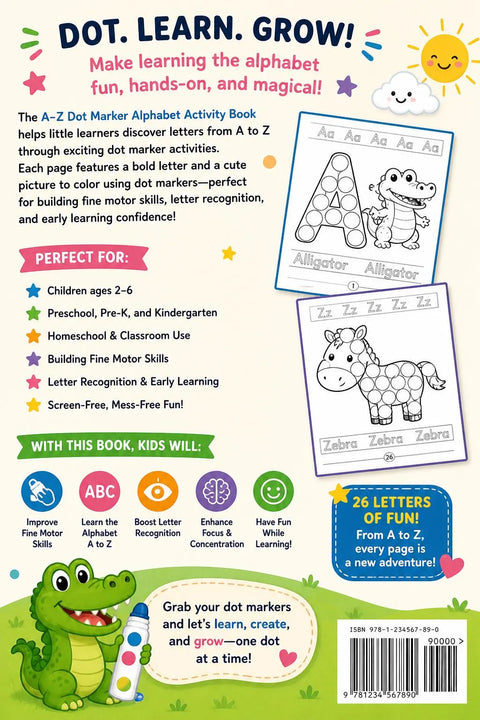 Alphabet Dot Marker Activity Book for Toddlers Ages 2-6 (Printable PDF)