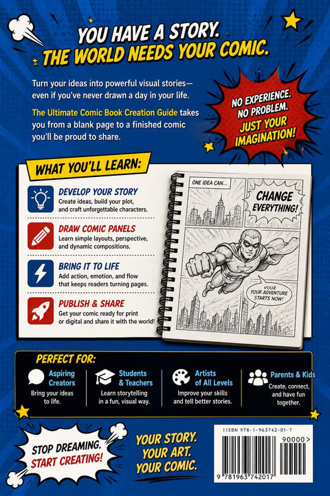 Comic Book Creation Guide | Step-by-Step Story Writing, Drawing (PDF)