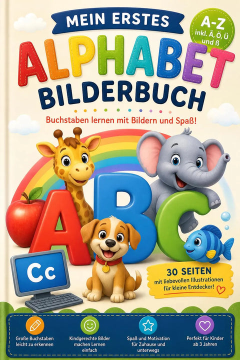 German Alphabet Tracing Book for Kids Ages 3+ | Learn Letters A-Z, Ä Ö Ü ß (Printable PDF)