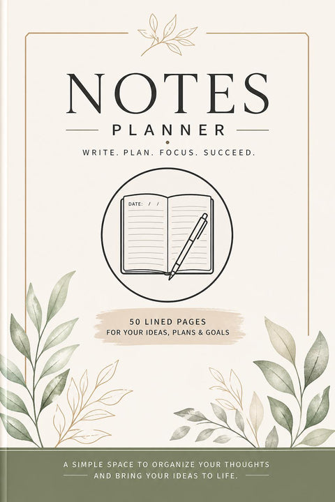 Minimalist Lined Notes Planner, Undated Daily Journal Pages, Productivity Insert (PDF Download)