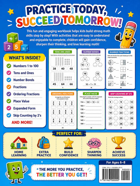 Math Activities Workbook Level 3, Grade 2-3, Place Value, Fractions (Digital Download)