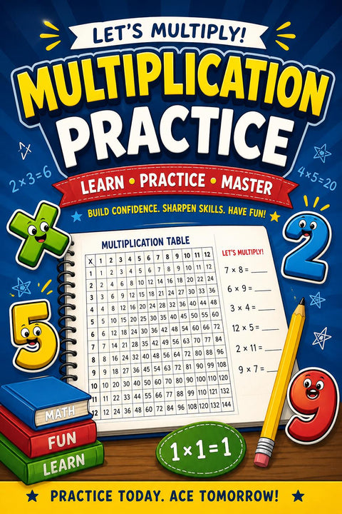 Multiplication Practice Workbook for Kids Ages 6-10 (Printable PDF)
