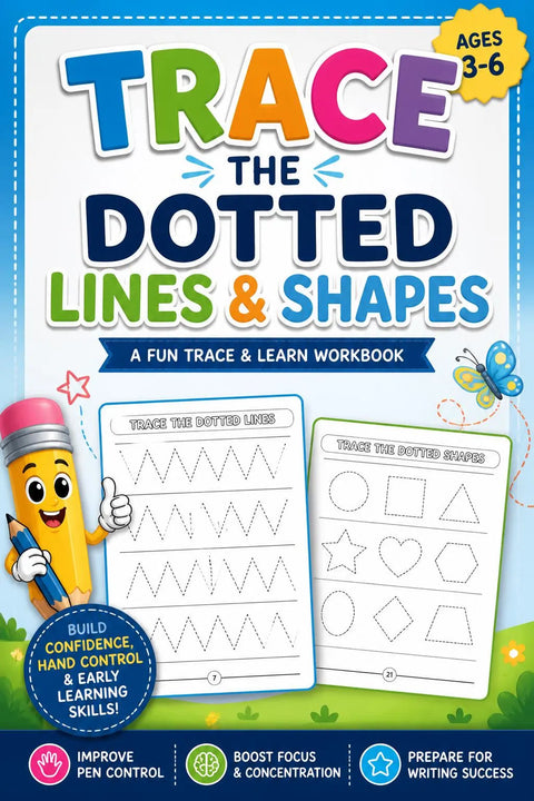 Kids Tracing Workbook Ages 3-6, Pencil Control Activity Book (Printable PDF)