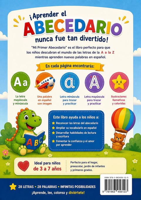 Spanish Alphabet Tracing Book for Kids Ages 3-7, Learn ABC Workbook (Printable PDF)