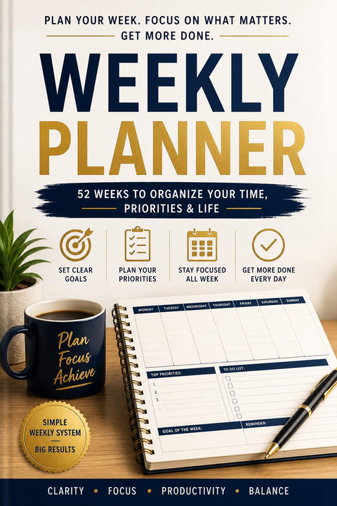 Weekly Planner Printable | Undated Goal Setting Organizer (Digital Download)