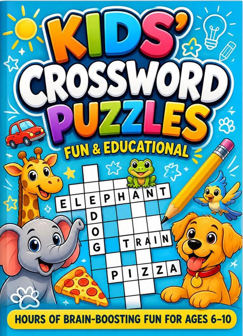 Kids Crossword Puzzle Book | Fun Educational Activity for Ages 6-10 (Printable PDF)