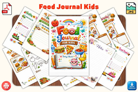 Kids Food Journal Printable | Healthy Eating Tracker, Meal Planner (PDF Download)