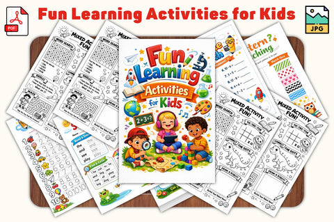 Kids Learning Activity Book | Preschool, Kindergarten Tracing, Puzzles, Math (PDF Download)