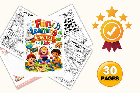 Kids Learning Activity Book | Preschool, Kindergarten Tracing, Puzzles, Math (PDF Download)