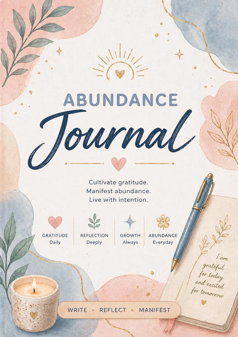 Abundance Journal Printable PDF Manifestation Gratitude Planner for Mindset Growth - Ready to Print