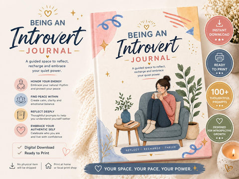 Introvert Journal Printable – Self Reflection, Mindfulness, Calm (Printable PDF) Ready to Print