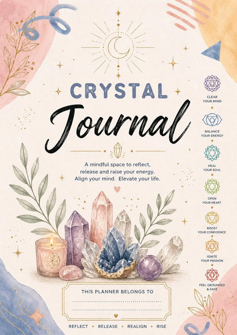 Crystal Journal Printable – Mindfulness, Clarity, Energy Healing (Printable PDF) Ready to Print