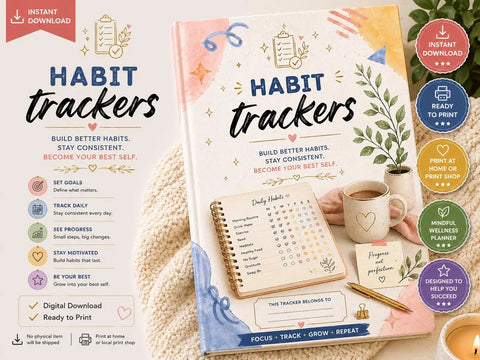 Daily Habit Tracker Printable – Goals, Consistency, Self Growth (Printable PDF) Ready to Print