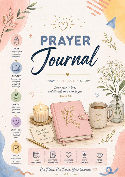 Prayer Journal Printable Faith Planner Gratitude & Reflection Pages - Ready to Print