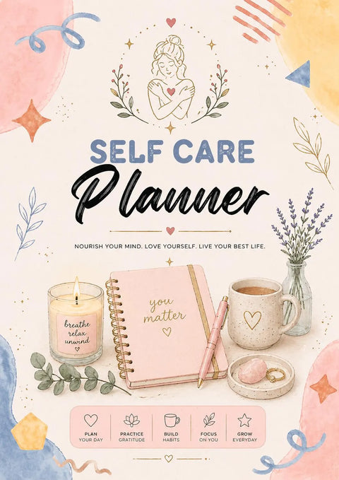 Self Care Planner Printable Wellness Journal Gratitude & Habit Tracker - Ready to Print