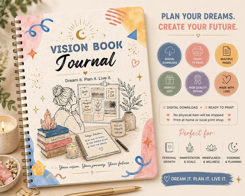 Vision Board Journal Printable Goal Setting & Manifestation Planner - Ready to Print