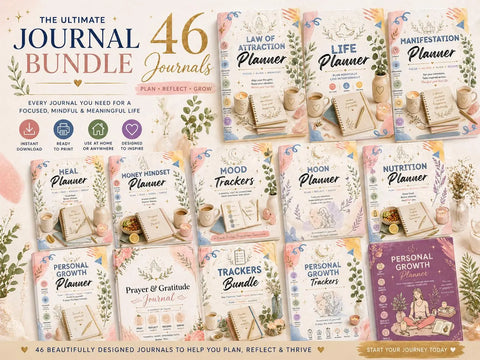 46-in-1 Journals & Planners Bundle | Self Growth, Manifestation, Business (Digital Download)