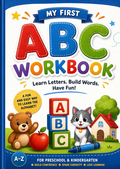 Preschool ABC Workbook | Alphabet Tracing, Cut & Paste Activities (Ages 3-6) (Digital Download)
