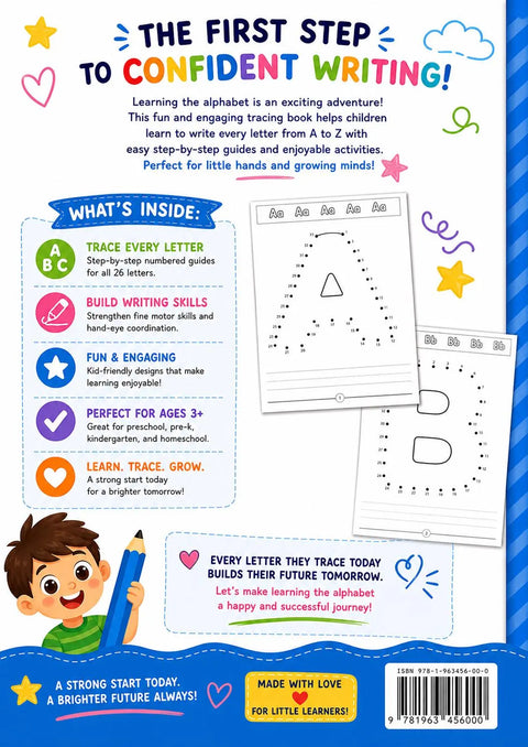 Alphabet Dot-to-Dot Tracing Book | ABC Learning Workbook, Ages 3-5 (Printable PDF)