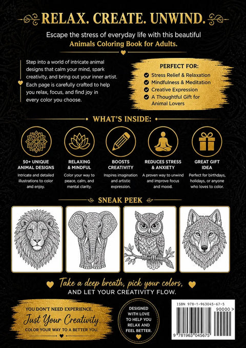 Adult Animal Mandala Coloring Book | Stress Relief, Mindfulness Designs (Printable PDF)