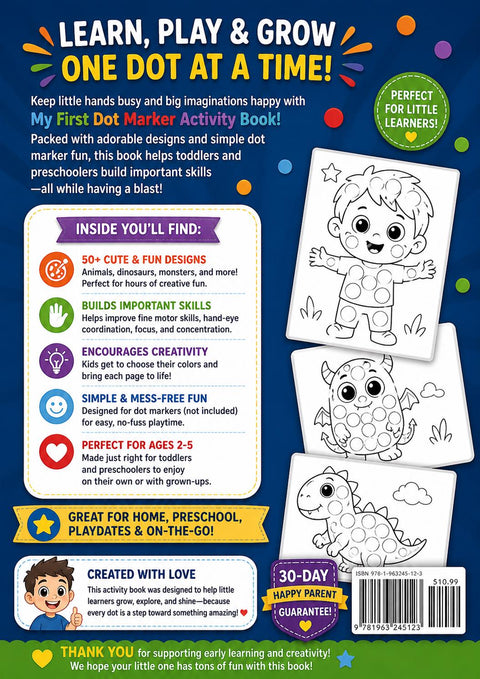 Dot Marker Activity Book for Boys Ages 3-6 | Preschool Learning Fun (PDF)