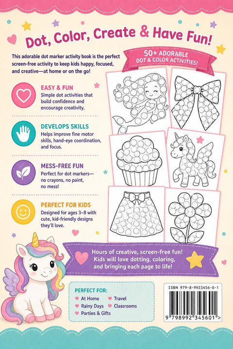 Bubble Dot Activity Book | Unicorn Mermaid Toddler Workbook (Ages 3-8)