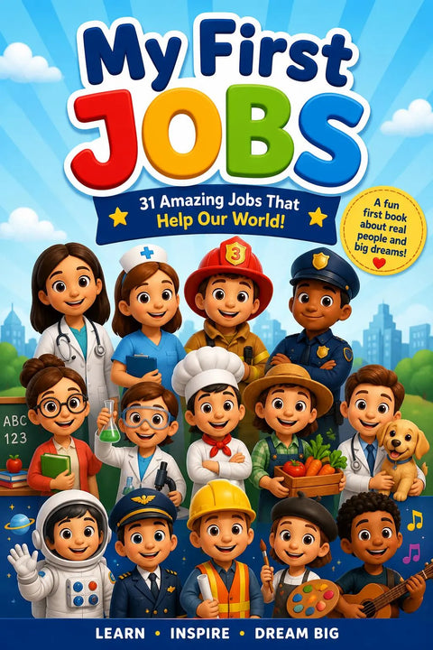 Kids Jobs Coloring Book, Career Learning Activity, Ages 3-7 (Printable PDF)