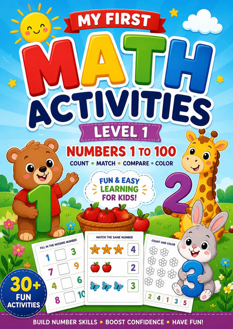 Kids Math Workbook, Numbers 1-100 Activity Book, Preschool Learning (PDF Download)