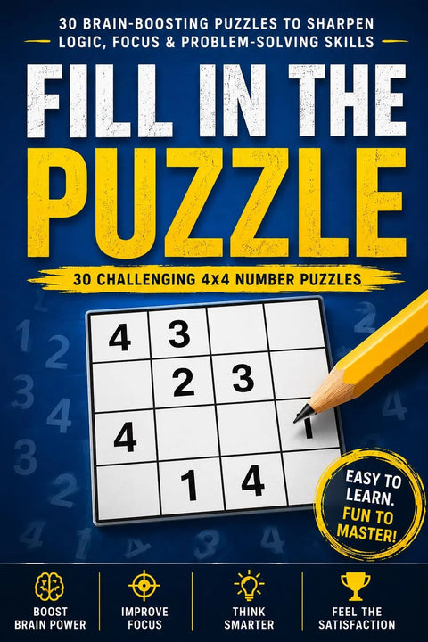 4x4 Sudoku Puzzle Book | Beginner Logic Brain Games Workbook (Printable Style)
