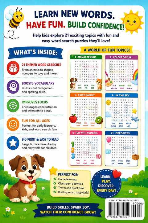 Kids Word Search Activity Book | Easy Large Print Puzzles for Ages 3-5