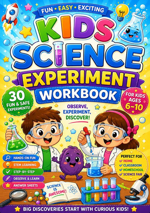 Kids Science Experiment Workbook | Ages 6-10 STEM Activities (Digital Download)