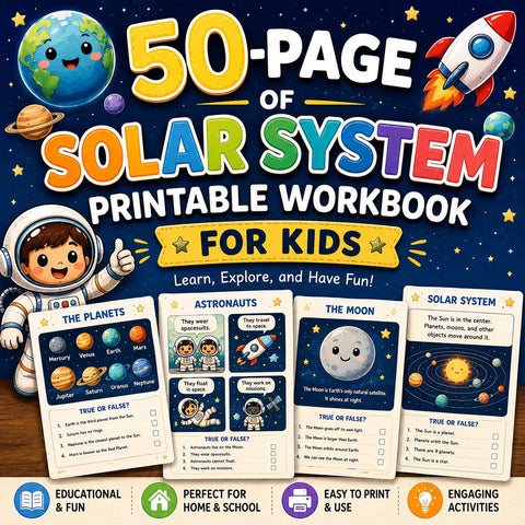 Solar System Printable Workbook, Space Activities, Astronomy Worksheets (PDF Download)