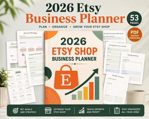 2026 Etsy Shop Business Planner – 8.5 x 11 in (PDF + PNG) | Digital Download Only