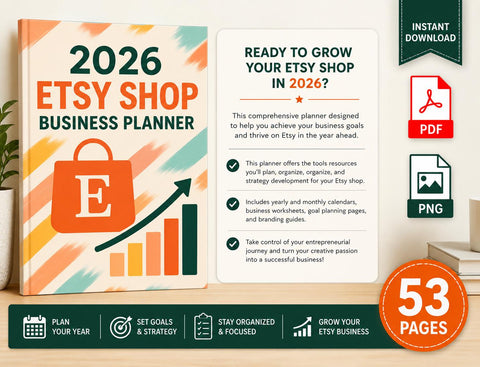 2026 Etsy Shop Business Planner – 8.5 x 11 in (PDF + PNG) | Digital Download Only