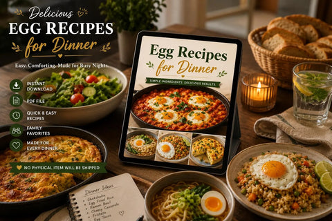 Egg Dinner Recipes Cookbook | Easy High Protein Meals (Digital PDF Download)